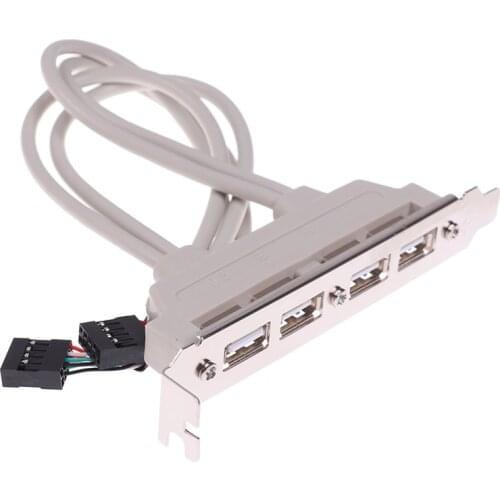 Adapter newest 4 Port USB 2.0 to 9 Pin MainBoard Header Bracket Extension Cable for Computer Rear Panel 9Pin