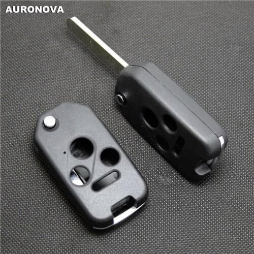 AURONOVA New Upgrade Flip Folding Key Shell for Honda Accord City Fit Odyssey 3+1 Buttons Remote Car Key Case