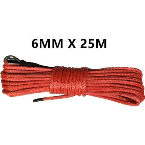 Free shipping 6mm x 25m synthetic winch lines uhmwpe fiber rope with sheath for atv utv car accessories