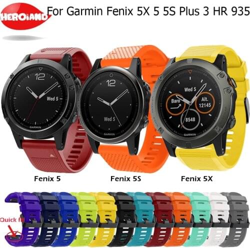 Quick Release Silicone Easy fit Wrist Band Strap 26 22 20MM band braclet for Garmin Fenix 5X 5 5S Plus 3 HR Forerunner 935 Watch