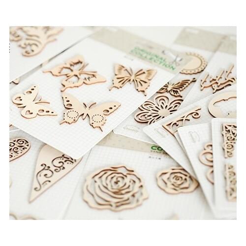 Wood Die Cuts Embellishments Adhesive Vintage Laser Cut For Scrapbooking,Cardmaking