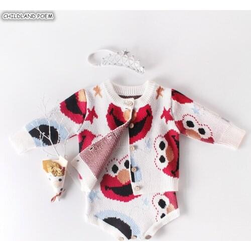 Baby Girl Clothes Autumn Knitted Baby Clothes Newborn Baby Romper + Baby Sweater Cardigan Cotton Baby Jumpsuit For Girl Romper