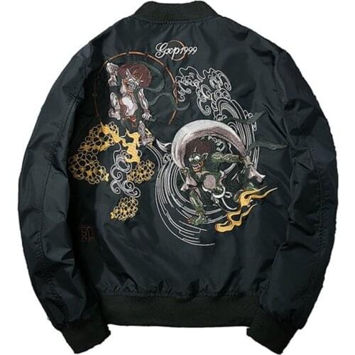 Devil Embroidery Thin Bomber Jacket Men Hip Hop Windbreakers Baseball Jacket