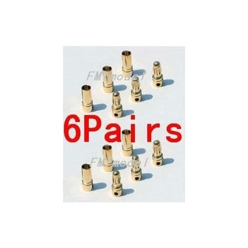F00149-6 6Pairs Thick Gold Plated 3.5mm Bullet Connector ( banana plug ) for ESC battery
