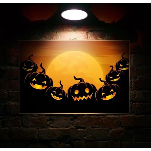 Halloween Canvas Painting Horror Dark Night Bat Castle Retro Poster Printing Wall Art Picture Living Room Home Holiday Decor