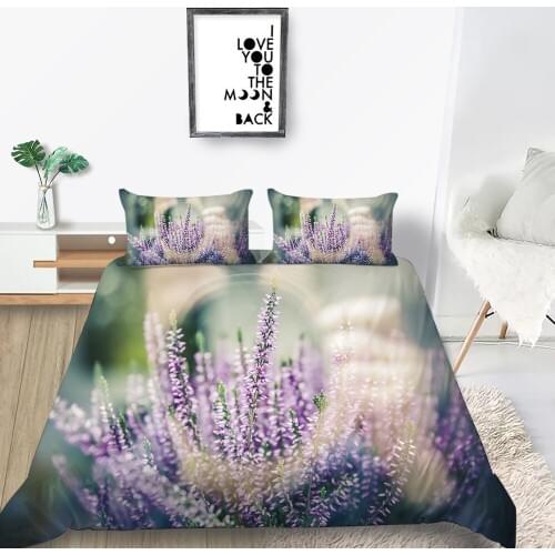 Lavender Bedding Set For Girls Romantic 3D Classic Beautiful Duvet Cover Queen King Twin Full Single Double Comfortable Bed Set