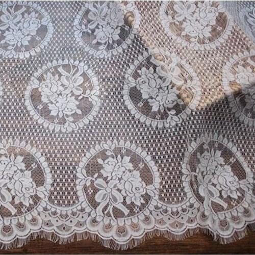 Wide 1.5 meters length 3 meters eyelash lace african lace fabric wedding dress cloth curtain
