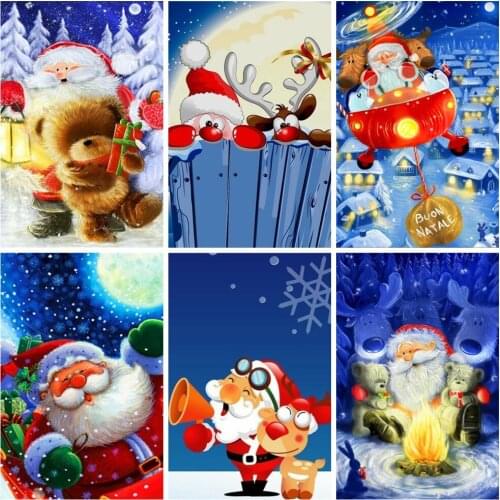 New DIY Diamond Painting Santa Claus Cross Stitch Cross Stitch Kit Diamond Embroidery Snow Cartoon Mosaic Winter Christmas Gift