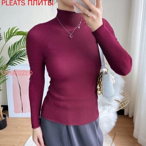 Miyake Fold Main Line Series Slim Fit Top Base Shirt Long Sleeve Multicolor Oversized T Shirt One Piece