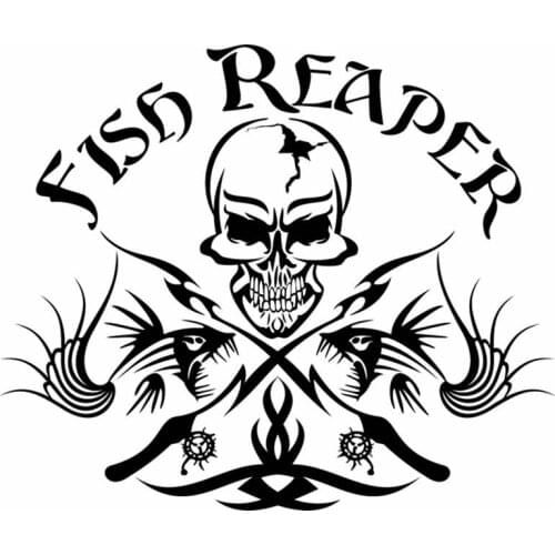 Fishing Sticker Car Skull Fish Reaper Decal Angling Hooks Tackle Shop Posters Vinyl Wall Decals Hunter Decor Mural Sticker