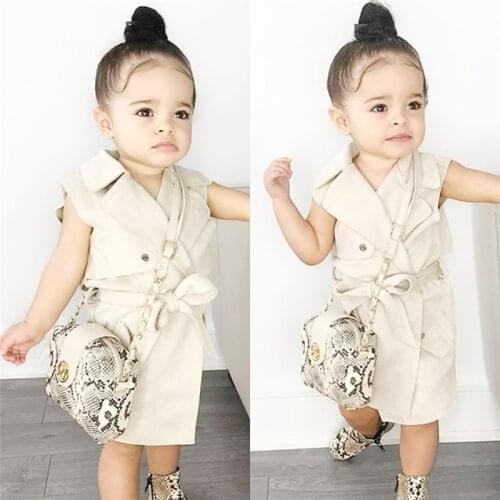 2019 New Baby Girls Dress Vests Spring Autumn Sleeveless Girls Jacket Fashion Sashes Outerwear Toddler Clothing