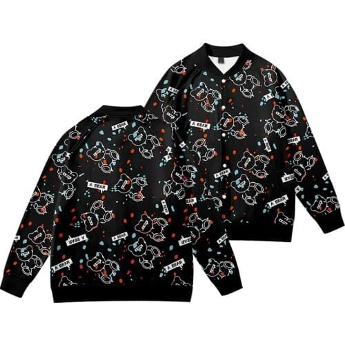 New Black White Bear Cartoon 3d Baseball Jacket Coat Men Women Hoodie Sweatshirt Tops Loose Long Sleeve Boy Girl Hoodies Jackets