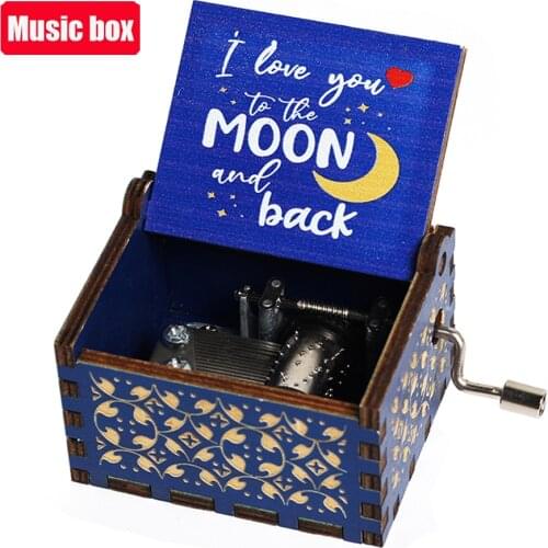 Wholesale Hand Crank Wooden Decortive Music Box A Lot Of themes Queen Birthday Christmas Mothers Day Gift Wedding Coffee House