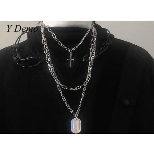 Punk Retro Crossing Chain Necklace Couple Fashion Streetwear Harajuku Pendant Necklaces
