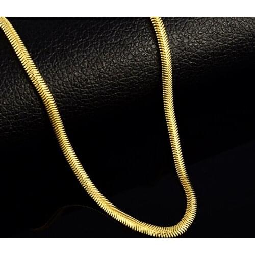 Gold Color 4MM Snake Chains necklaces for men 24K yellow necklaces Mens Jewelry High Quality men necklaces