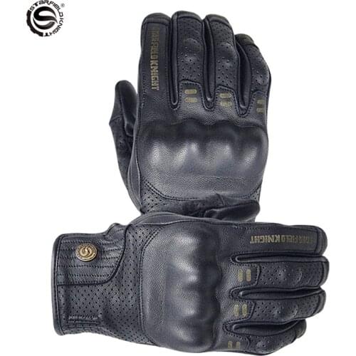 SFK Genuine Leather Motorcycle Gloves Motorbike Motocross Racing Gloves Guantes Moto Gloves Men Vintage Retro Riding Gloves