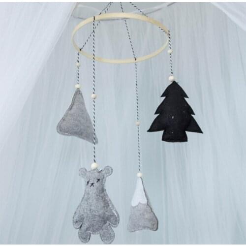 Nordic Kids Bedroom Wind Chimes Baby Girl Bed Canopy Tent Hanging Decorations Lovely Bear Snow Mountain Cloud Crib Ornaments