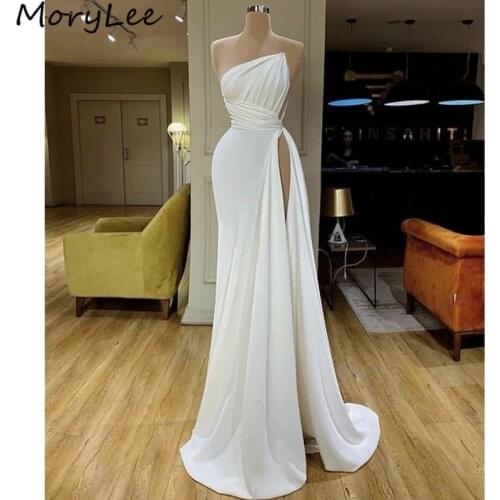Ivory Evening Dresses Sexy Side Slit Zipper Back Mermaid Spandex Evening Dresses With Zipper Back vestidos de fiesta de noche