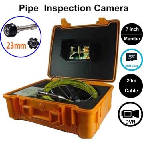 Waterproof Diameter 23MM Camera Head Drain Sewer Industrial Endoscope 7Inch HD Display 20M Cable Reel With DVR Function