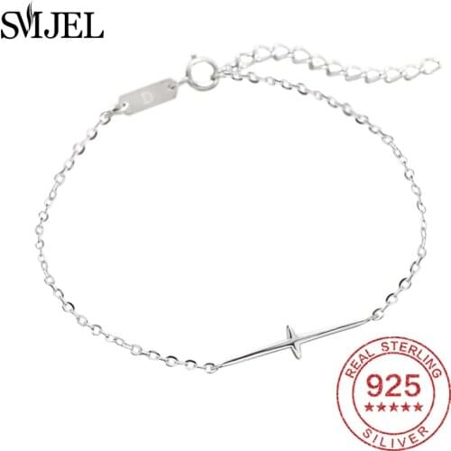 SMJEL 925 Sterling Silver Religious Cross Charm Bracelets For Women Fashion Pulseras Mujer Sterling-silver-jewelr