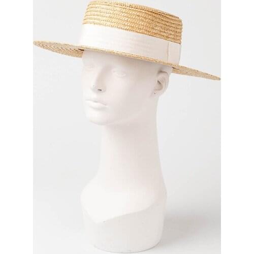 01909-hh7236 Classic handmade 1.1cm straw wihte ribbon fedoras hat men women leisure panama jazz hat