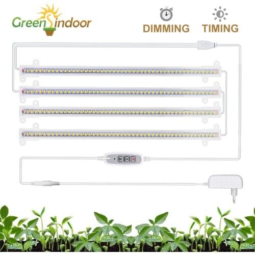 3200K Led Grow Light Full Spectrum 4pcs Grow Lamp Strip Warm White Timer Phyto Lamp For Plant Seedling Dimmable Hydroponics Kit