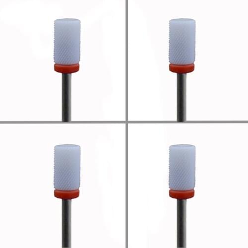 4pcs White Ceramic Nail Drill Bit - Small Barrel Bit - F