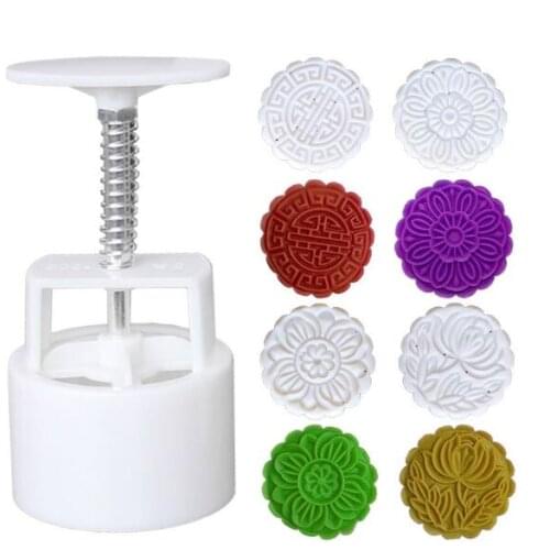 5pcs/lot Chinese Mid-autumn Festival Food DIY Flowers Pattern Moon Cake Mold Set Fondant Candy Pineapple Cake Mold LB 363