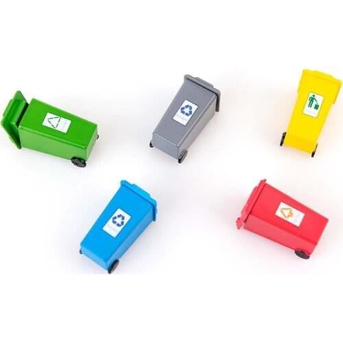 5 Pcs Mini Garbage Trash Can Rubbish Bin Model Trucks Children Kids Push Vehicles Toys Gifts