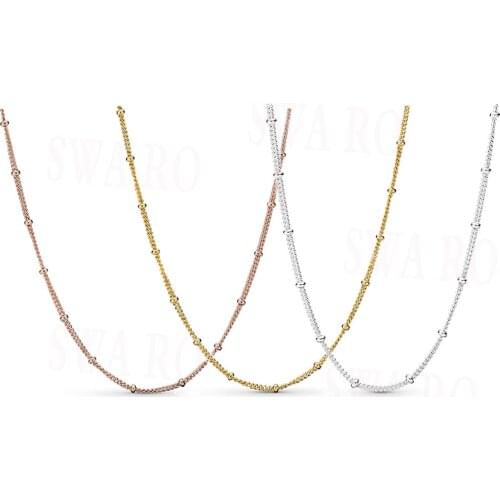 Classic 925 Sterling Silver Shining Beaded Necklace Chain Series Original High Quality 1: 1 Fashion Women Accessories