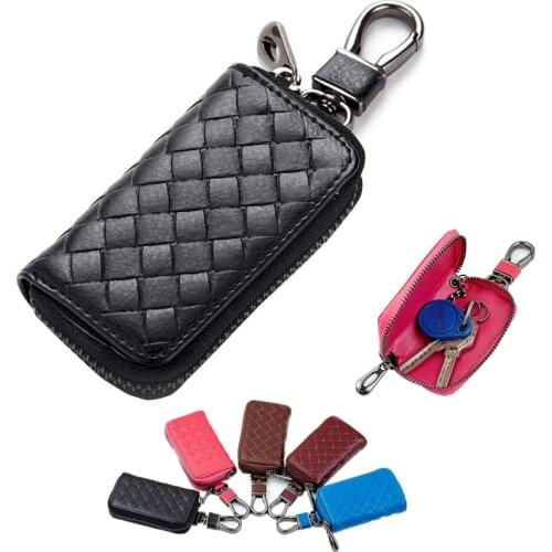 2021 Genuine Leather Car Key Men Women Wallets Zipper Keys Case Bag Men Card Money Holder Business Housekeeper Keychain Cover