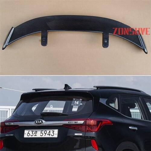 Use For KIA 2020 Seltos ABS Plastic Carbon Fiber Look Hatchback SUV Roof Rear Wing Body Kit Accessories