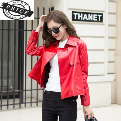 Natural Sheepskin Coat Female Genuine Leather Jackets Women Short Korean Montone Jacket Spring Outwear Clothes LWL1555