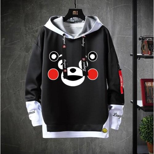 Cute Cartoon anime Kumamon Hooded Teenagers Costume Unisex Fake Two-Piece Hoodies Sweatshirt Casual jacket coat