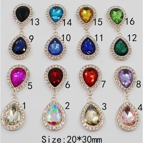 Fashion 10pcs 20*30mm Dainty Glass crystal Rose gold Water drop pendant Necklace For earring Women Jewelry Gift