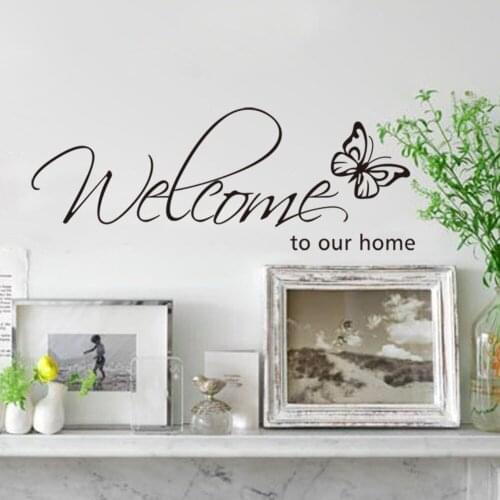 Stickers Home Decor 'Welcome To Our Home' Text Patterns Wall Stickers Home Decor Living Room Decorative Stickers