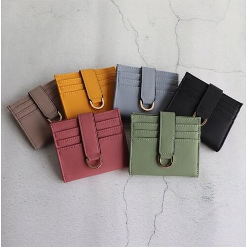 Solid Color Men/Women ID Card Holder Package PU Leather Multi Slot Mini Wallet Cover Slim Zipper Money Bags Case Coin Purse