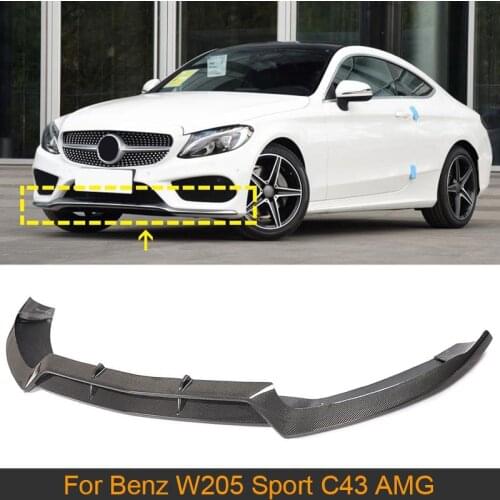 Carbon Fiber Front Bumper Lip Chin For Mercedes-Benz C Class W205 Sport C43 AMG Sedan Coupe 2013-2018 Front Bumper Lip Spoiler