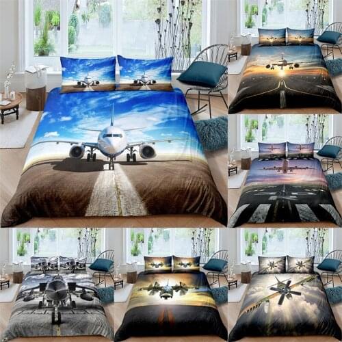 Plane Queen King Bedding Set Boys Teens 3D Print Duvet Cover Bedclothes Home Luxury Housse De Couette Dekbedovertrek 3pcs