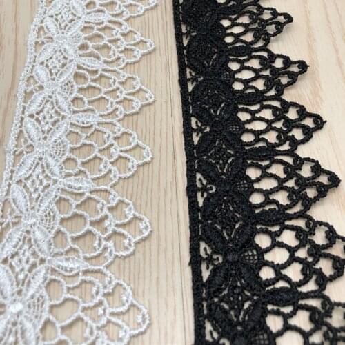 Black and light ivory polyester water soluble guipure lace trim is used for sewing sofa and curtain hometextile dress decoration