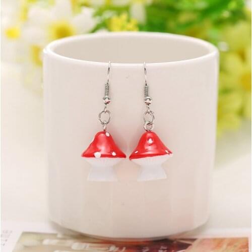 Simple Earring for Women Fashion Red Mushroom Complex Plant Earrings Jewelry 2021
