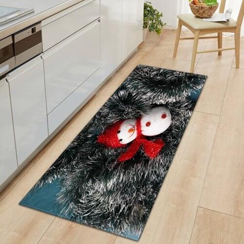 Merry Christmas Kitchen Rugs Bedroom Entrance Doormat Decorations Living Room Carpet Hallway Floor Bathroom Mat Home Anti-slip