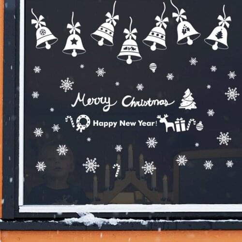 Merry Christmas Window Wall Sticker DIY Decals Snowflake Snowman Star Bells Pattern Home Xmas Decor