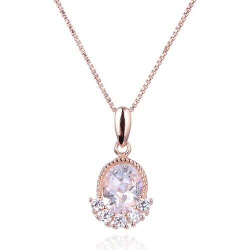 S925 Silver Necklaces Pendant for Women Diamond Rose Gold Clavicle Chain Pendant for Wedding Fine Jewelry Gift Without Necklace