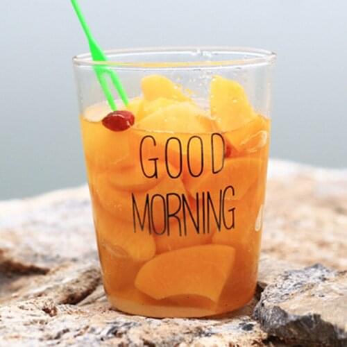 400 ML Glass Water Bottle Mug Drinkware Transparent Letter Printing Cups for Dessert Heat Resistant Glass Drinking Cup Self Mug