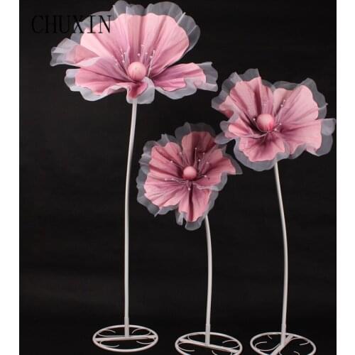 Wedding Net Yarn PVC Pipe Iron Base Flower Shelf Wedding Stage Road Lead Fake Flowers Decoration Home Ornaments Window Props