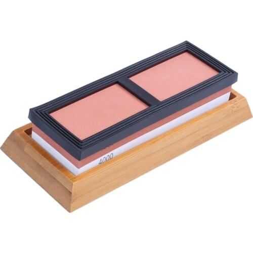 Whetstone Sharpening Stone,Knife Sharpener Kit, 1000/4000 Grit Chef Knife Sharpener Non-Slip Silicone Base Holder And Bamboo Bas