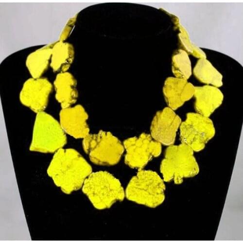 Elegant Choker Woman Jewelry Bling Yellow stone Slice Necklace Handmade Gift Exaggerate Woman jewelry Charm