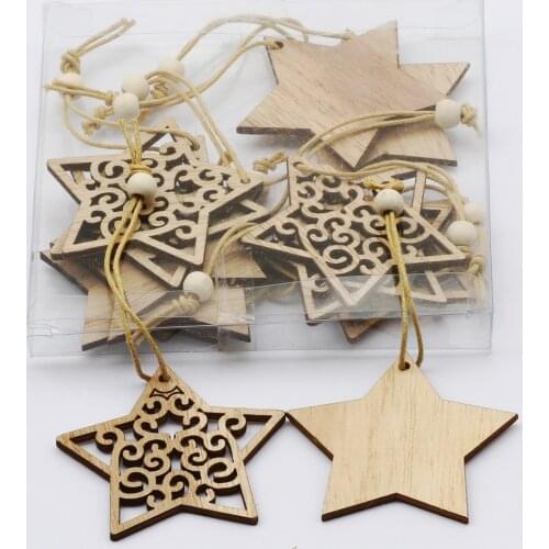 12pcs Christmas Decoration Craft Wood Chip Pendant New Year Party Home Ornaments Bookmark DIY Scrapbooking Accessories
