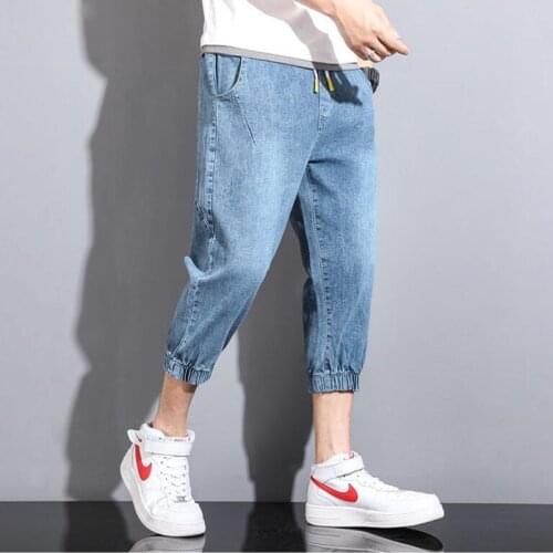 2021 hot style trendy mens jeans mens loose trendy brand harem cropped trousers all-match Korean casual pants Plus size S-5XL